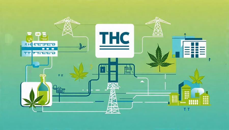 Conceptual diagram linking THC regulations to telecom infrastructure policies